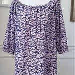 Hiho Purple Abstract 3/4 Sleeve Elastic Neck Cuff Shift Dress Cotton M Size M Photo 0
