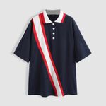 Cider 🆕  Oversized Blokecore Patchy Collar Short Sleeve Polo Shirt Photo 1