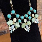Vintage Blue, Green and Yellow Statement Necklace with gold tone chain Blue Photo 1