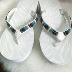 VINTAGE Y2K Beaded Cabo White Platform Chunky Thong Sandals M (7/8) Size undefined Photo 2