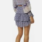 MISA Los Angeles Nahla Blue White Ruffled Mini Skirt Tiered Smocked Waist M Photo 2