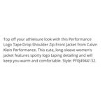 Calvin Klein | Performance Logo Tape Drop Shoulders Zip Front White Jacket - S/P Photo 4