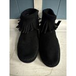 Minnetonka Ankle Concho moccasins Black Fringe Western Boho Women’s Size 6 Photo 2
