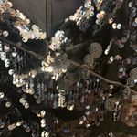 ZARA  Trafaluc Black Sequin & Velvet Asian Style 3/4 Length Sleeve Dress Size S Photo 3