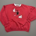 Classic Elements Vintage Cat Embroidered Crewneck Sweatshirt Red Large Holiday Photo 0