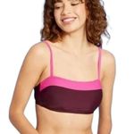 Kona Sol Women’s Burgundy Pink Colorblock Bandeau Bikini Swim Top Size Large NWT Photo 1