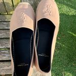 Saint Laurent Authentic Yves  YSL Logo Lambskin Leather Espadrille Nude Size 38 R Photo 3