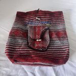 Backpack Cozumel LA CASA DEL SARAPE Red Gray Baja Mexican Knit Drawstring Photo 0