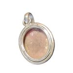 Oval Rhodochrosite Gemstone Pendant in Sterling Silver Bezel Setting Pink Photo 1