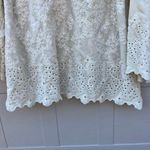 John Mark Velvet Eyelet Embroidered Flare 3/4 Sleeve Tunic Top Ivory White XL Photo 5