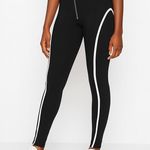 Maniere De Voir Trim Leggings Black Women’s Size 14 High Rise Zip Compression Photo 0
