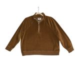 Madewell Velour Half Zip Sweatshirt Sz M Brown Loungewear Everyday Outdoor EUC Photo 3