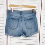 Soho  Jeans Metallic Paint Splatter Cuffed Hem Jean Shorts Blue‎ Silver 2 Photo 1