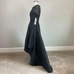 JKara Black Beaded Satin Short Sleeve High Low Ball Gown Size 4 Formal Dress Photo 4