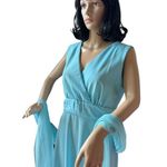American Vintage 60-70’s  sleeveless formal blue dress, chiffon scarf size medium Photo 13