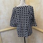 Ecology Women Sz 1X Cotton buttoned front lightweight jacket geo print Blazer Blue Photo 7