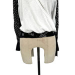 Free People  Auxton Long Sleeve‎ Thermal Wrap Top Ivory Black Size Small Photo 3
