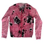 Women's Boden Pink Floral Sheer Lightweight Knit Cardigan Sweater US10/UK14 Size 10 Photo 0