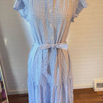 Max Studios Max Studio Blue White Gingham Plaid Belted Maxi Dress NWT Size Small Photo 0