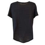 Storybuk Knit Small Ladies Navy Ribbed Short Sleeve Top Blue Photo 2