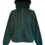 Danskin  Hooded Mixed Rib Cozy 1/2 Zip Women’s XL Dark Green Kangaroo Pocket Photo 0