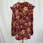 st. john's bay St. John’s Bay Top Blouse Long‎ Sleeve Womens 2XL Ruffled Burgundy Floral Boho Photo 4