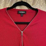 EXPRESS Red Ribbed Half Zip Stretchy Casual Sweater, XL Photo 2