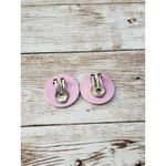 Vintage Clip On Earrings Light Purple & Cream Circle 1" Photo 4