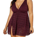 Swimsuits For All Wine Crochet Side Slit V Photo 0