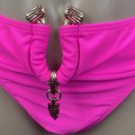 Hot Pink & Gold Metal Trim Strapless Bikini 2 Piece Swim Bathing Suit NEW M Size M Photo 3