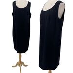 Vintage 90s Tom & Linda Platt Silky Sheath Dress Sleeveless Scoopneck Womens 16 Black Photo 1
