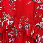 Promod Red Floral Ruffle Button Back Maxi Dress Size 12 Photo 3