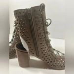 Shoe Republic LA NIB!Shoe -Suede Perforated-Lace UpPeep toe heel booties Size 9 Photo 6