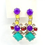 None Purple Green Yellow Rhinestone Long Stud Dangle Boho Earring Fashion Jewelry E67 Photo 0