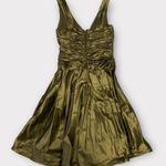 Tadashi Collection Bronze Metallic Fit & Flare Ruched Taffeta Formal Dress Sz 2 Brown Photo 1