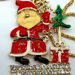 New without tags red and white crystal and enamel Santa Claus Christmas necklace Photo 2