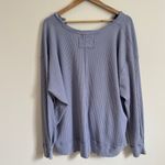 Free People Buttercup Thermal Top We The Free Blue Size Small Oversized Photo 6