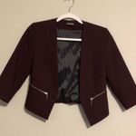 EXPRESS Burgundy Maroon Cropped Blazer (0 petite) Photo 0