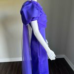 Vintage 90’s Satin Puff Sleeve Toile Purple Evening Gown With Back Slit Photo 4