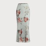 Rihoas Green Floral Elastic Waist Straight Midi Skirt Size M Photo 5