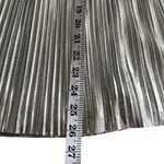 Alice + Olivia  Mikaela Silver Metallic Pleated Midi Skirt Size 0 Photo 6