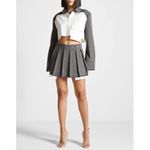 Maniere De Voir  Skort Pinstripe Juliette Size US4 Gray White Photo 5