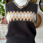 Vintage Fairway Women's Size Small Argyle Sweater Vest Chocolate Brown Earthy Photo 0
