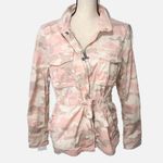Gap  Pink Camo Utility Jackets Size Small Beige Tie Waist Stretch Cotton Photo 0