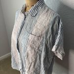 Madewell  Short Sleeve Tie Front Shirt Blue Rawley Stripe Size M Boxy Boho Preppy Photo 1
