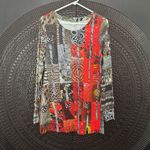 Simply Art by Dolcezza Long Sleeve Top M Artsy Stretchy Art to Wear Animal Print Red Size M Photo 12