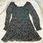 Abercrombie & Fitch Abercrombie Fitch Long Sleeve Black & White Print Dress With Pockets - Size S Photo 4