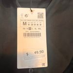 ZARA  Mini Shirt Dress Ruched Long Sleeve Black Button Down Size M‎ Photo 2