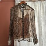 J.Crew Sheer Leopard-Print Shirt in Crinkle Chiffon Button Blouse NWT Size 2 Photo 1
