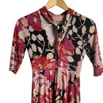 ZARA  High Neck Pink Floral Print Elbow Sleeve Tie Back Midi Dress Size Small Photo 10